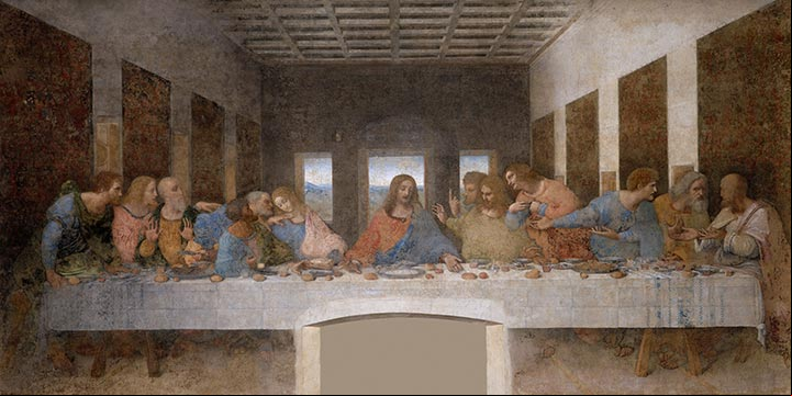 La Última Cena de Jesús con los 12 Apóstoles, pintura original de Leonardo da Vinci La Última Cena de Jesús con los 12 Apóstoles, sus discípulos